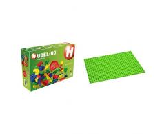 Hubelino 420381 - Kugelbahn - Bahnelemente Set - ab 4 Jahren (100% kompatibel mit Duplo) - 128 Teile & 420312 - Kugelbahn - Grundplatte 560 Noppen - ab 3 Jahre (100% kompatibel mit Duplo)