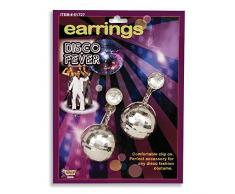Bristol Novelty BA576 Disco-Kugel Ohrringe, Damen, silber, Einheitsgröße