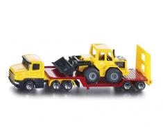 SIKU 1616, Tieflader mit Frontlader, Metall/Kunststoff, Orange, Klappbare Heckklappe, Abkuppelbar