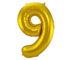 Folat 631891 - Folienballon Zahl 9 - gold - ca. 86 cm