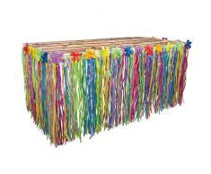Boland 52236 - Hawaiianischer Tischrock, Größe 75 x 300 cm, Flower Power, Dekoration, Beach Party, Motto Party, Karneval