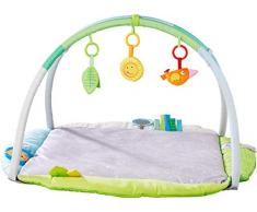 HABA 304778 - Spieltrainer Kuschelnest, mit weicher Spieldecke, höhenverstellbaren Spielbögen mit 3 Greiflingen inklusive akustischer und optischer Effekte, von Geburt an geeignet