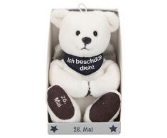 Depesche 8139.147 - Schutzengel Bär aus Plüsch, ca. 9 cm, mit Datum 26. Mai, Geschenk für Geburtstag, Jahrestag oder Hochzeitstag