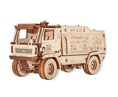 Eco-Wood-Art 5309RR EWA EcoWoodArt 3D Holzpuzzle für Jugendliche und Erwachsene-Mechanisches Dakar Racing Truck MAZ Modell-DIY-Bausatz, Selbstmontage, kein Kleber erforderlich