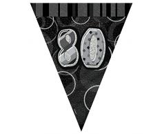 Unique Party 90808 9 ft Folie Glitz Schwarz 80. Geburtstag Wimpelkette Flaggen