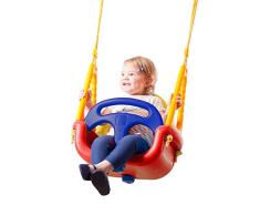 John 45015 3 in 1 wetterfeste Outdoor 3in1 Schaukel Twipsolino mitwachsende Kinderschaukel Sicherheitsschaukel, gelb rot blau