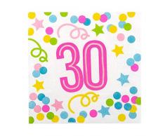 Boland 31133 - Papierservietten 30, 12 Stück, Größe 33 x 33 cm, Birthday, Konfetti, Partygeschirr, Garten Party, Geburtstag, Fingerfood, Partyzubehör, Überraschungsparty