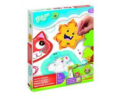 Totum Little Creators Bastel-Set: Nähen lernen mit verschiedenen Nähhilfeschablonen, farbigen Wollfäden, Nadel und Perlen