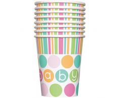 266 ml Pastell Baby Dusche Pappbecher, 8 Stück