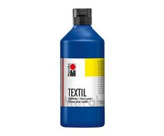 Marabu 17160075052 - Textil Stoffmalfarbe mittelblau 500 ml, Stoffdruckfarbe auf Wasserbasis, für helle Stoffe, waschbeständig bis 60°C, weicher Griff, einfache Fixierung durch Bügeln o. Backofen