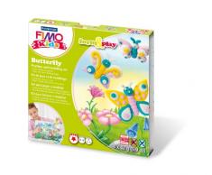 Staedtler 8034 10 LY Fimo kids form&play Set Butterfly (superweiche, ofenhärtende Knete, kinderleichte Anleitung, wiederverschließbare Box, Set mit 4 Fimo Blöcken, 1 Modellierstab und 1 Spielkulisse)