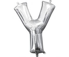 amscan 3306011 Folienballon Minishape Buchstabe Y, Silber