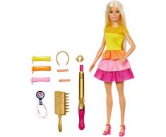 Barbie GBK24 - Locken Style Puppe (blond) mit Lockenstab und Zubehör, Puppen Spielzeug ab 5 Jahren