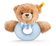 Steiff 239601 Schlaf-gut-Bär Greifring mit Rassel Plüschtier, Mehrfarbig