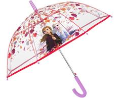 POS 32235 - Stockschirm mit Disney Frozen II Motiv, transparenter Regenschirm für Mädchen, Durchmesser 90 cm, mit automatischer Öffnung, Fiberglasgestell, windfest