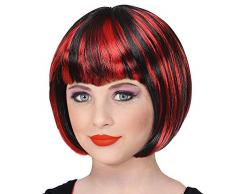 WIDMANN 46921 Perücke Halloween für Kinder, Mädchen, Schwarz/Rot