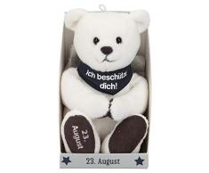 Depesche 8139.236 - Schutzengel Bär aus Plüsch, ca. 9 cm, mit Datum 23. August, Geschenk für Geburtstag, Jahrestag oder Hochzeitstag