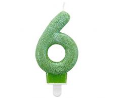 amscan 9900767 7,6 cm Glitzer Zahl 6 Geburtstag Kerze