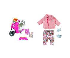 Zapf Creation 824771 Baby Born City RC Scooter Puppe, bunt & Creation 825259 Baby Born City Deluxe Scooter Outfit Puppe, bunt