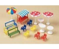 Auhagen 42569.0 - Bänke, Stühle, Tische, Sonnenschirme, bunt