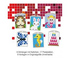 Pracht Creatives Hobby P90071-63501 Pixel Spaß Bastelset 33, für 6 Medaillons, Schlüsselanhänger, für Kinder, Jungen und Mädchen, ideal als kleines Geschenk, Mitgebsel, für den Kindergeburtstag, bunt
