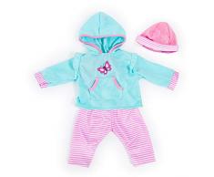 Bayer Design 84675AA Puppenkleidung für 40-46cm Puppen, Hose, Oberteil und Mütze, Set, Outfit mit Schmetterling, türkis, rosa