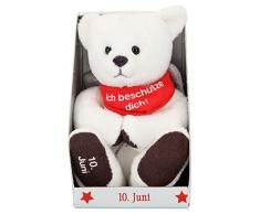 Depesche 8139.162 - Schutzengel Bär aus Plüsch, ca. 9 cm, mit Datum 10. Juni, Geschenk für Geburtstag, Jahrestag oder Hochzeitstag