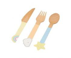 Neviti 776384 Rainbow Besteck-Set, 24-teilig, aus Holz, Pastell Multi, 16.4 x 2 x 0.3