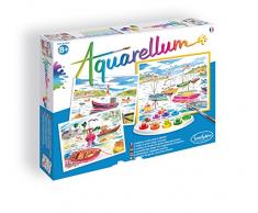 Sentosphere 06190 - Aquarellum GM Fischerhafen, Inhalt 3 Ausmalbilder, 9 Tintenflakons, 32.5 x 25 cm