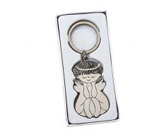 Mopec M765 Schlüsselanhänger aus Metall, sitzender Engel mit weißer Geschenkbox, Mehrfarbig