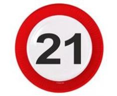 Folat Traffic, Party Geburtstag Teller 23 cm (8 Stück) – 21. Geburtstag