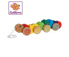 Eichhorn 100003447 - Nachziehtier Raupe mit Bewegung, 32 cm lang, Buchenholz