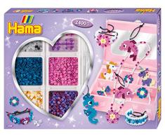 Hama 3709 Kreativbox Accessoires, Bügelperlen Midi, ca. 2400 Stück inklusive Stiftplatte und Zubehör