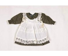 Puppenmode Sturm 2581-0 Kleid mit Doppelschürze für Puppen, Grün-geblümtes