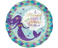 amscan 3779901 Folienballon mit Meerjungfrauenküssen und Seestern, 1 Stück, farbig