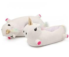 Katara 1775 - Lustige Kuschelige Plüsch Einhorn Hausschuhe Schuhe, Geschenk, Einheitgroße 36-44, Weiß Hinten Geschlossen
