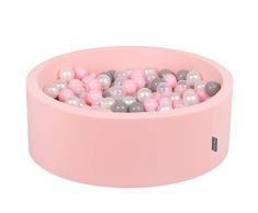 KiddyMoon Bällebad 90X30cm/200 Bälle ∅ 7Cm Bällepool Mit Bunten Bällen Für Madchen Babys Kinder Rund, Hellpink:Perle/Grau/Transparent/Rosa