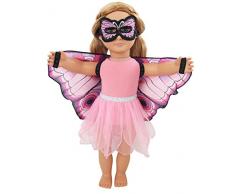 Dreamy Dress-Ups 71227 Doll 4-PC Playset, Pink Butterfly with Eyes, Schmetterling rosa, Puppenkleidung Set 4 tlg. für 18”/46 cm Puppen (American Girl Doll, Our Generation, usw.)