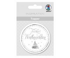 Ursus 56690012 - Topper Frohe Weihnachten, 8 Stück, weiß/silber