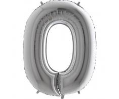Trendario Folienballon Zahl 0 (Silber) - XXL Riesenzahl 100cm Ballon - Helium Luftballons für Geburtstag, Partydeko, Hochzeit (Zahl 0, Silber)