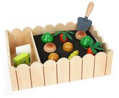 small foot 12011 Gemüsegarten inkl. Spielset aus Holz, Beet für Kinder ab 3 Jahren, Spiel-Set mit Gemüse, Dünger und Schaufel Spielzeug, Mehrfarbig