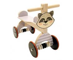 Hess Holzspielzeug 31186 Rutscher aus Holz mit gummierten Flüsterreifen, Waschbär, für Kinder ab 12 Monaten, ca. 42 x 24 x 35 cm