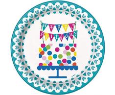 23 cm Konfetti Kuchen Geburtstag Party Teller, 8 Stück