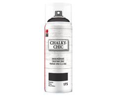 Marabu 02630018175 - Chalky Chic Spray, deckende, matte Kreidesprühfarbe auf Wasserbasis, für samtweiche Oberfläche auf Holz, Metall und Kunststoff, Used Look durch Anschleifen, 400 ml, ebenholz