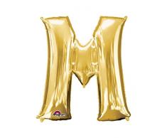 amscan 3303711 Folienballon Minishape Buchstabe M, Gold