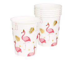 Boland 52556 - Partygeschirr Trinkbecher Flamingo, 6 Stück, Fassungsvermögen 25 cl, umweltfreundliche Pappbecher, Einwegbecher, Geburtstag, Überraschungsparty, Beach Party, Motto Party, Karneval