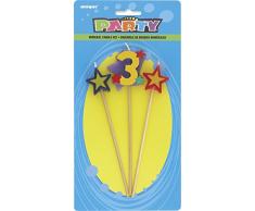 Unique Party Supplies Star Geburtstagskerzen, 3 Stück