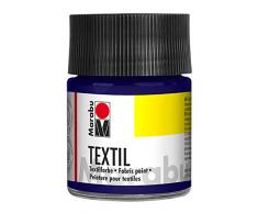 Marabu 17160005053 - Marabu Textil Stoffmalfarbe Stoffdruckfarbe, Wasserbasis, für helle Stoffe, waschbeständig bis 60°C, weicher Griff, einfache Fixierung durch Bügeln o. Backofen, 50 ml, dunkelblau