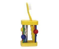Hess Holzspielzeug 14533 - Zahnbürstenhalter aus Holz mit Sanduhr, ca. 6 x 8 x 4 cm