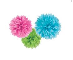 amscan 18055-90-55 Fluffy Dekobälle zum Aufhängen, Mehrfarbig, 6